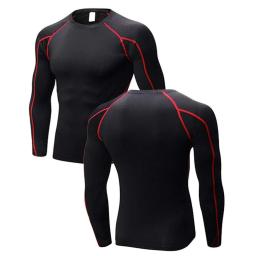 Camisa de compressão seca masculina, manga longa, proteção UV, resfriamento, treino, camiseta de beisebol, pacote 3 - Image 2