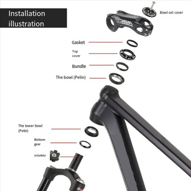 HASSNS Fone de Ouvido Cônico para Bicicleta 44-56 Mountain Bike Rolamentos de Direção Integrados