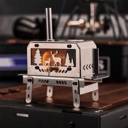 Mini fogão a carvão dobrável portátil, aquecedor de poço de fogo ao ar livre de aço inoxidável, queimador de madeira removível para acampamento ​ - Image 1