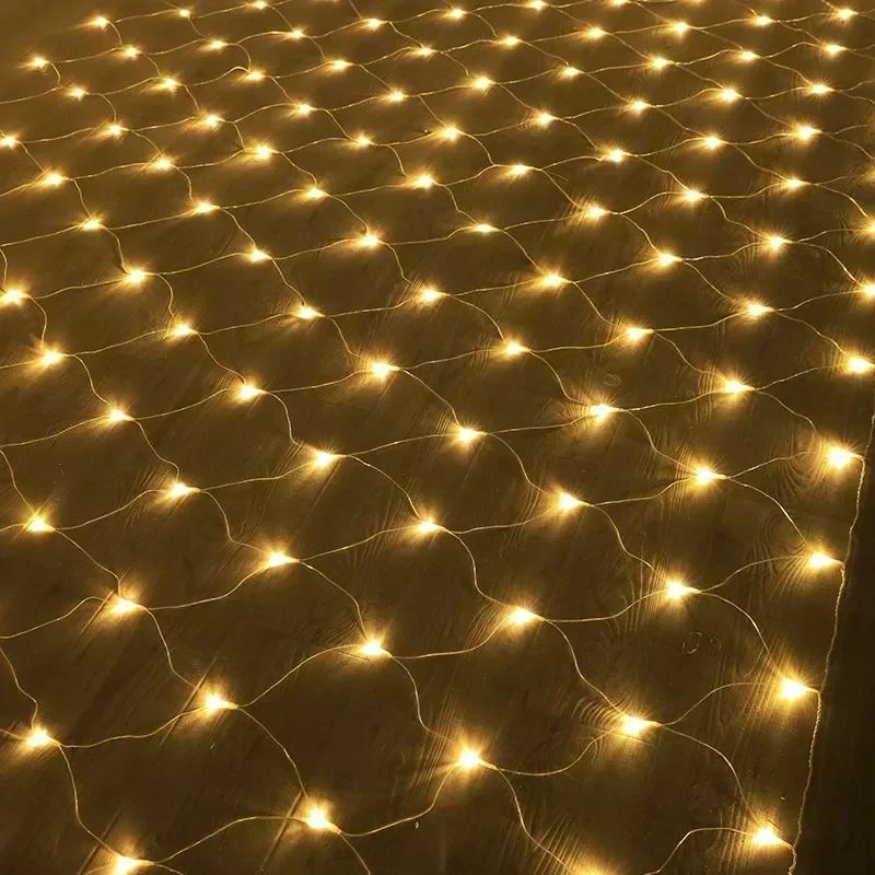 Luz LED Net Mesh String, Cortina De Janela, Árvore De Natal, Luz De Fadas, Festa De Casamento, Cortina De Guirlanda, Plug UE, 220V - Image 1