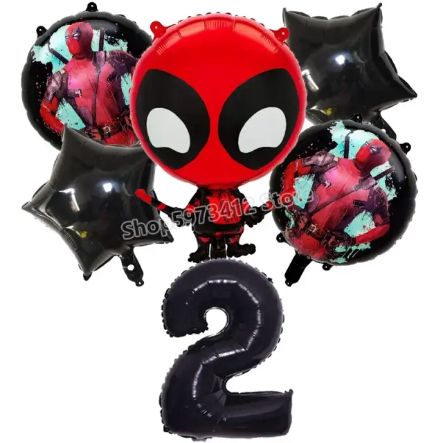 Conjunto de Balões do Aniversário do Deadpool para Meninos e Meninas - Decoração de Festa, Balões de Número e Ornamentos Encantadores para Baby Shower e Presentes