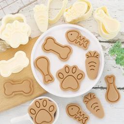 Molde plástico do biscoito do animal de estimação, desenhos animados, pata do gato, osso do cão, perna de galinha, petisco caseiro do cão do peixe pequeno, molde do cozimento DIY, PLA - Image 1