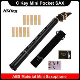 Hixing-Mini bolso saxofone, Material ABS, Sax e bocais, palhetas saco de transporte, instrumento de sopro, C Key, Muslady, 10pcs - Image 1