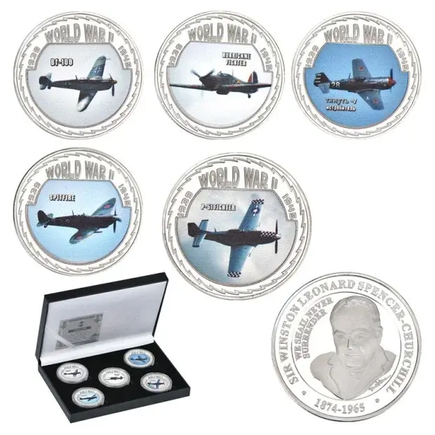 Conjunto Colecionável de Moedas Comemorativas da Segunda Guerra Mundial para Veteranos