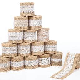 2m 5cm natural juta serapilheira rolls hessian fita com laço rústico vintage decoração de casamento ornamento serapilheira festa diy artesanato suprimentos - Image 2