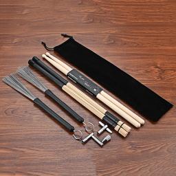 Tambor tambor chave haste escovas com saco de armazenamento instrumento percussão acessórios para jazz folk música acústica amante - Image 1