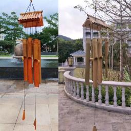 Bamboo Wind Chimes for Outdoor, Instrumento de percussão para meditação, Paisagem madeira, Wind Chimes for Sound Healing, Carillon - Image 2