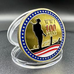 1 Guerra Mundial Moedas de ouro Colecionáveis, Primeira Guerra Mundial, Dia Memorial, 1920-2018, Lembrança do 100 ° Aniversário, Insígnia de Medalha, Primeira Guerra Mundial - Image 5