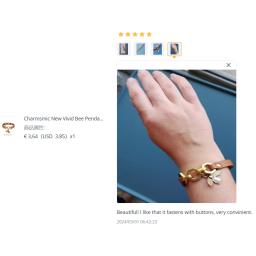 Encantador-Pulseiras e braceletes de couro PU estilo punk para mulheres, joias com botões de metal, abelha vívida, pingentes, marrom, novo, 2024 - Image 6