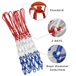 Redes de basquete padrão vermelho, branco e azul rede de basquete cesta de basquete redes laterais cestas não incluídas - Image 4