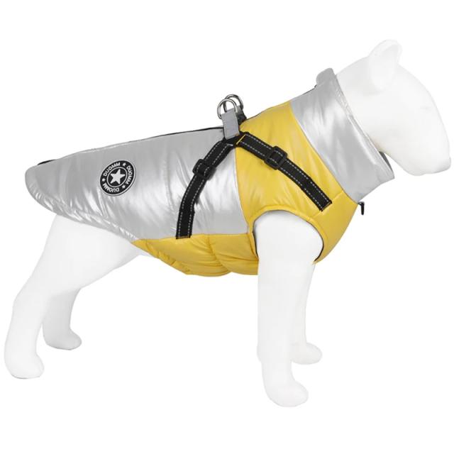 Casaco Impermeável Quente com Arnês para Cães Pequenos e Médios, Ideal para Chihuahua e Buldogue Francês no Inverno