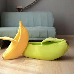 Cama de banana portátil para gato, tapete engraçado e bonito, aconchegante e quente, cesta durável, canil para cão, suprimentos gato, multicolor - Image 3