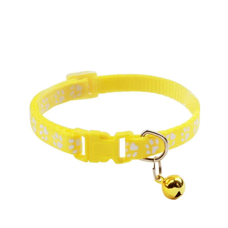 Coleira com print de pata de gato e cachorro, colar com pingente de sino, ajustável, 12 cores, acessórios para animais de estimação, produtos para gato, 1pc. - Image 1