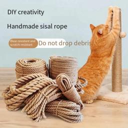 Natural Sisal Rope Cat Scratcher, Árvore Coçar Post, Brinquedo DIY, Garra de Pata, Protetor de Móveis, Post, 20 m, 50m, 4mm, 6mm, 8mm - Image 2
