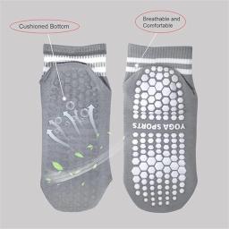 Meias Grip para mulheres, antiderrapante, listras duplas, meias para Pilates, ioga, treino, balé, meias atléticas - Image 2