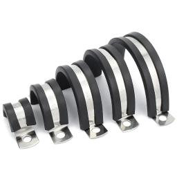 U/r tipo tubo cartão braçadeira de tubulação de água tira de borracha absorção de choque isolamento cavalo sela garganta aro 304 aço inoxidável - Image 6