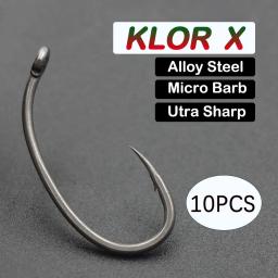 10 pçs carpa pesca klor gancho liga de aço pesca farpado método alimentador carpa equipamento cabelo acessórios anzol para equipamento pesca - Image 1
