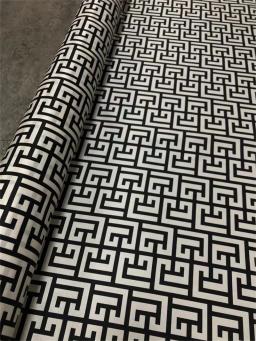 Tecido estampado de labirinto geométrico preto e branco, estiramento sarja, tecido de seda luxuoso leve, camisa high-end, casaco, terno, tecido de costura, moda - Image 6