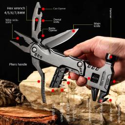 Multitool alicate multifuncional garra martelo ferramenta de aço inoxidável ao ar livre sobrevivência fio cortador faca acampamento chave ferramentas manuais - Image 3