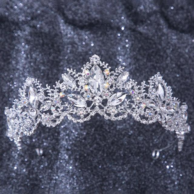 Coroa e Tiara Barroca Vintage Cristal Prata para Noivas e Concursos