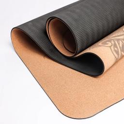 Natural Cork TPE Impresso Yoga Mat com Saco, Antiderrapante Esterilla Pad, Absorvente de Suor, Home Fitness, Ginástica, Pilates, 4mm - Image 2