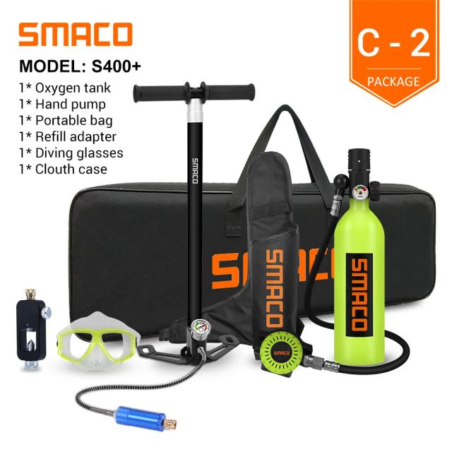 Mini Tanque de Oxigênio Smaco S400Pro 1L para Mergulho com Bomba Manual - Equipamento Ideal para Esportes Aquáticos