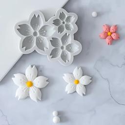 Molde de silicone flor de cerejeira, molde de fundição de resina, adequado para argila de polímero, artesanato diy, fabricação de sabão, criação de velas, durável, fácil, 1 peça - Image 1