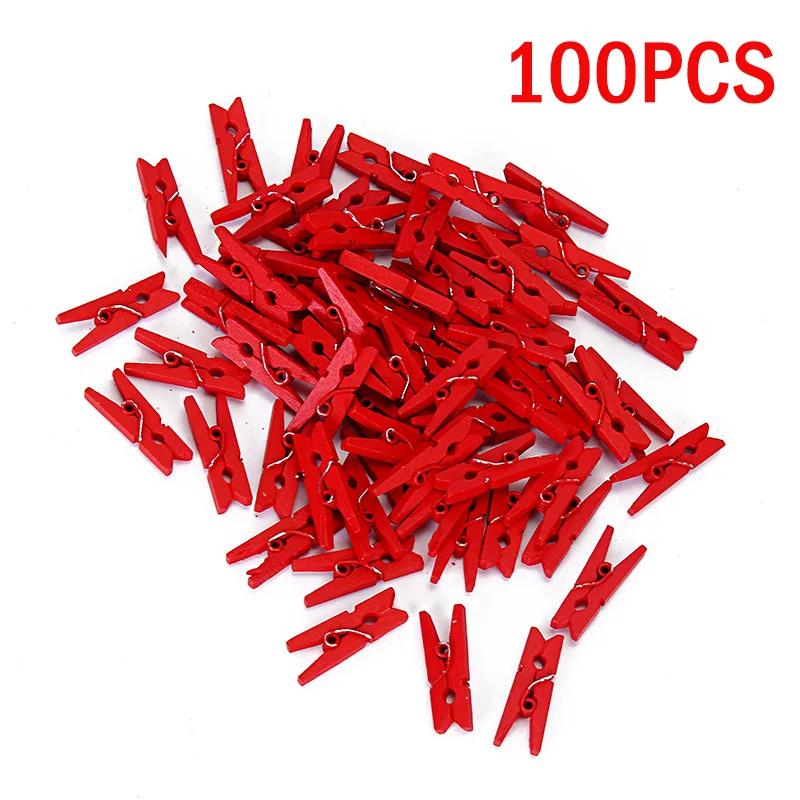 Mini Grampos de Madeira Coloridos para Artesanato e Decoração - 100 Peças de 25mm para Prender Roupas, Fotos e Folhas