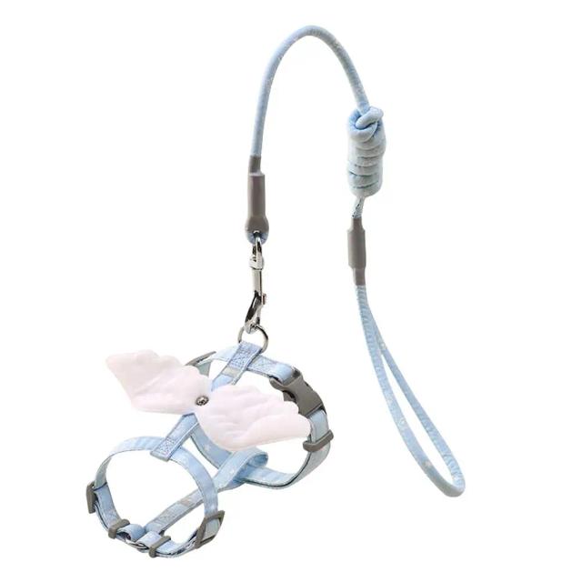 Conjunto de Cinta de Peito com Asas de Anjo para Gatos - Arreios e Coleira Escape-Proof para Caminhadas ao Ar Livre