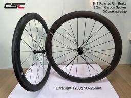 CSC 1230g Aro e V Freio 3.2mm Rodas de Raios de Carbono 38x25mm 50x25mm 3K Borda de Frenagem 54T Cubo Cerâmico Conjunto de Rodas de Carbono para Bicicleta de Estrada - Image 3