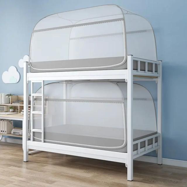 Cama de Beliche com Zíper Duplo e Rede Mosquiteira para Estudantes - Instalação Gratuita e Porta Única