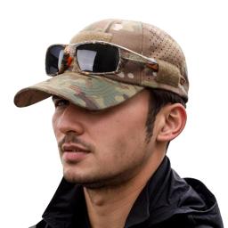 Boné de beisebol camuflado masculino com velcro, chapéu de sol respirável de verão para pesca, caminhadas, esportes ao ar livre, fácil para segurar óculos de sol, 1 peça - Image 2