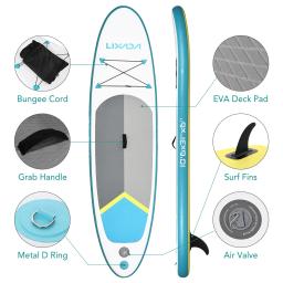 Placa de remo inflável para adulto, stand up grosso SUP paddleboard, esporte aquático surf set com bomba ajustável, 6 ", 2024 - Image 3