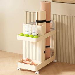 Carrinho de armazenamento para tapete de ioga, organizador de equipamentos de ginástica, suporte esportivo com rodas, rack de armazenamento de equipamentos fitness, design portátil - Image 2
