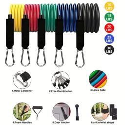 11 pçs/set puxar corda, faixas de resistência, equipamentos de fitness portátil, cinta de tornozelo, expansor de peito, faixa de exercício elástica - Image 4