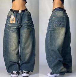 Americano nova moda cor sólida lavado baggy jeans y2k streetwear vintage moda coringa homens e mulheres cintura alta calças de perna larga - Image 6