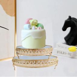 Decoração De Suporte De Bolo De Casamento De Metal, Bandeja De Espelho, Carrinho De Cupcake, Decoração De Festa - Image 5