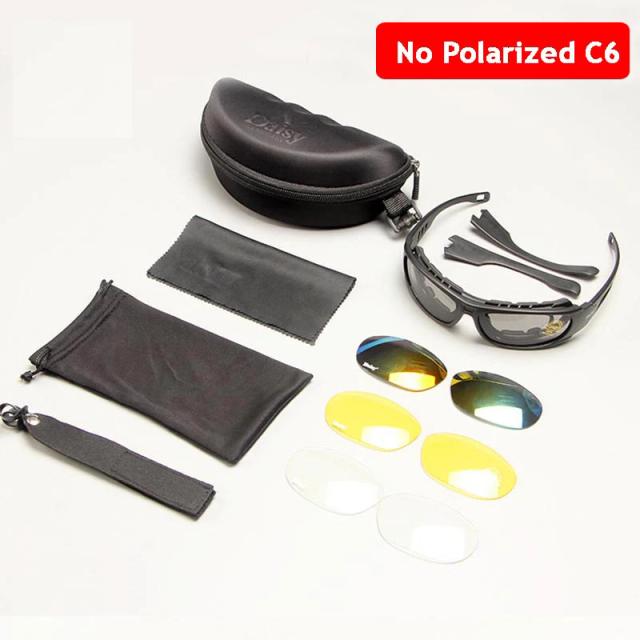 Óculos Táticos C6 para Atividades ao Ar Livre: Proteção contra Vento, Poeira e Mosquitos com Lentes Polarizadas
