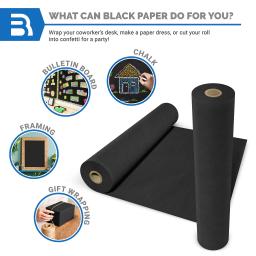 Papel Kraft e Artesanato Preto, Arte de Parede, Papel de cavalete, Placa de boletim não desbotada, Papel de embrulho, 30cm x 10m, 1 Rolo - Image 1