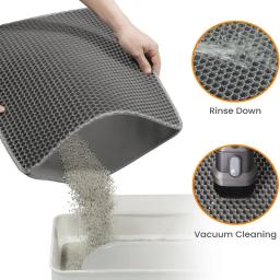Impermeável dupla camada Pet Litter Mat, caixa de vaso sanitário do gato, areia antiderrapante, tapete lavável, almofada limpa, Pet Clean Supplies - Image 2
