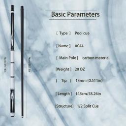 Taco de bilhar de carbono profissional de alta densidade Alta dureza Alta resistência Design elegante Inclui estojo Luvas Acessórios Vara de bilhar de bilhar de carbono premium - Image 2