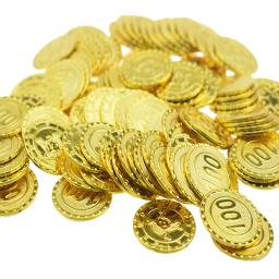 Moedas De Ouro De Piratas De Plástico, Adereços De Jogo Falso, Acessórios Engraçados De Cosplay, Tesouro De Natal, Jogando Brinquedos Para Crianças, 100Pcs - Image 3