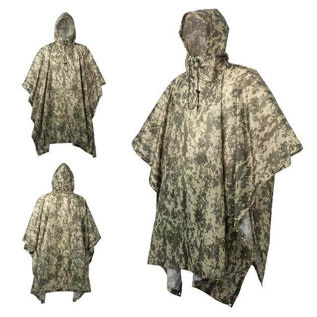 Capa de Chuva Dobrável Camuflada: Poncho Portátil Impermeável para Caminhadas e Turismo Masculino