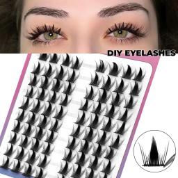 GROINNEYA-DIY Falso Cat Eye Cílios, cílios individuais, aparência natural, extensão dos cílios, maquiagem em casa, 60 a 120 - Image 1