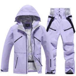 Nova moda masculina mulher inverno terno de esqui à prova de vento à prova dwindproof água snowboard jaqueta e calças roupas de neve feminino skiwear branco puro - Image 3