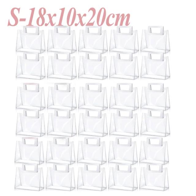 Sacos de Presente Transparentes Reutilizáveis com Alças para Casamento - 10/20/30 Peças de PVC Resistentes para Decoração de Festa de Noiva