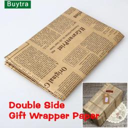 1 pçs papel de embrulho de presente de jornal vintage artware pacote de papel diy capa de livro kraft envoltório de papel embalagem acessórios 52x75cm - Image 1