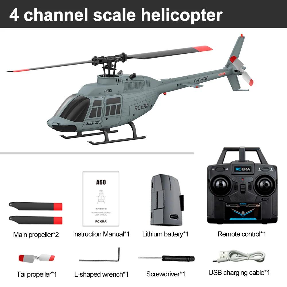 RC ERA A60 4CH Helicóptero Escala 1/42 BELL-206 Posicionamento de Fluxo Óptico 10min Tempo de Voha 2.4G 120M Giroscópio de 6 Eixos Avião Sem Escova - Image 1