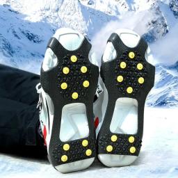 Chuteiras anti-derrapantes Crampon para homens e mulheres, garra de gelo da neve, picos de escalada, sapato esportivo, botas de neve, apertos antiderrapantes, 10-Studs, 1 par - Image 2