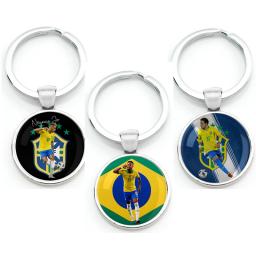 Bandeira do Brasil Chaveiro Chaveiro, Jogador de Futebol Sports Star, Corrente Chave Do Futebol, Anel Acessórios, Saco Pingente, Presente para Fãs - Image 1